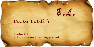 Bocke Lotár névjegykártya